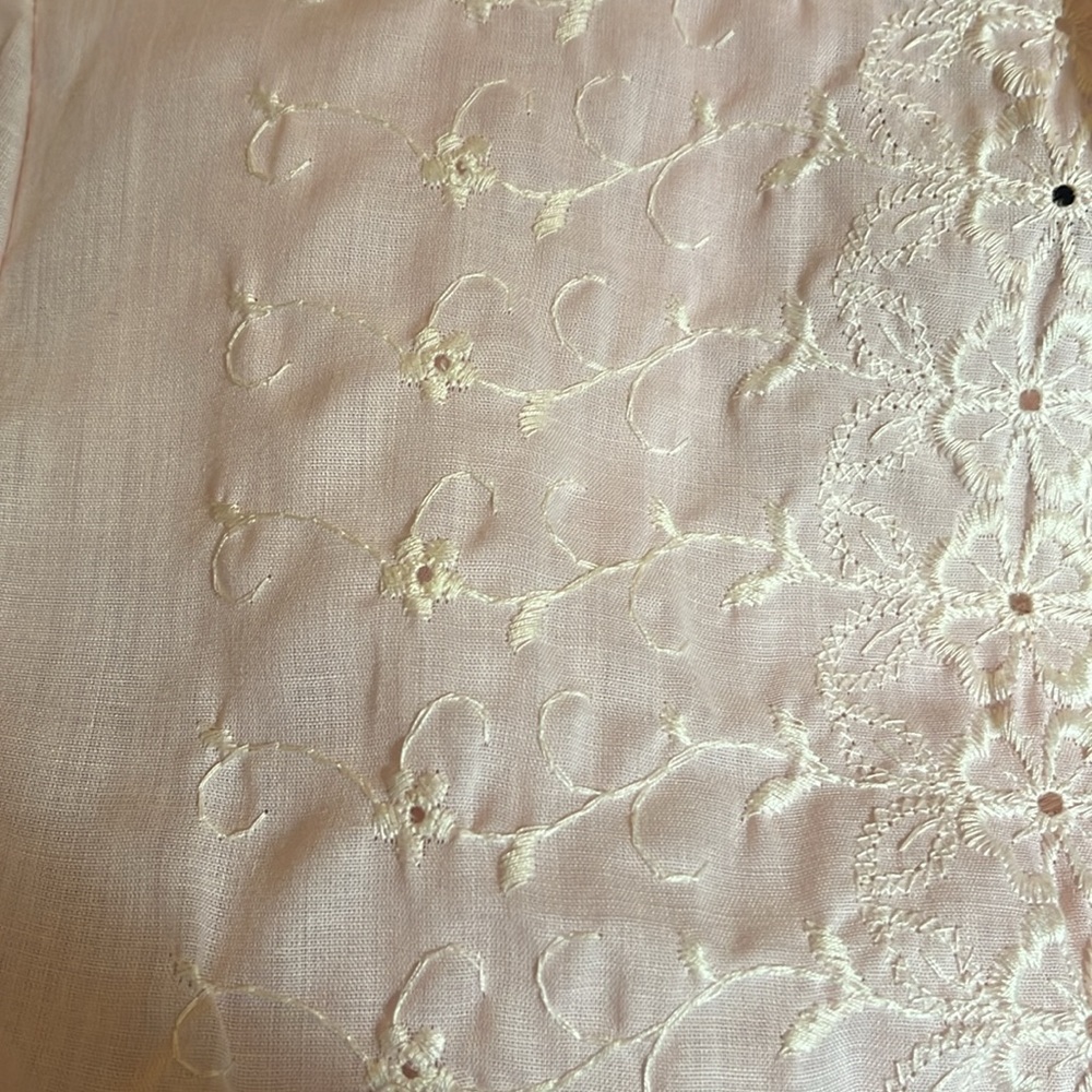 Gilligan & O'Malley Pink Vintage BedJacket white embroidery ribbon detail size S - Picture 11 of 11